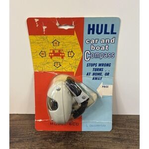 Vintage Hull Auto Boat Compass Model 600 White In Original Packaging